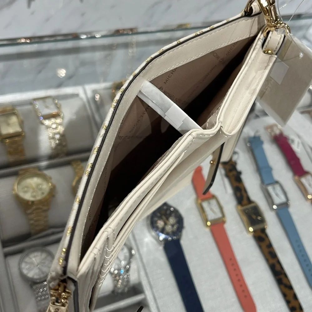 Michael Kors Jet Set Travel Large Double-Zip Wristlet-Wallet-PhoneHolder Pale